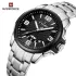 NAVIFORCE 9215 Men Wristwatch Top Brand Luxury Waterproof Watch Original Stainless Steel Sport Military Quartz Male Clock - Silver Black